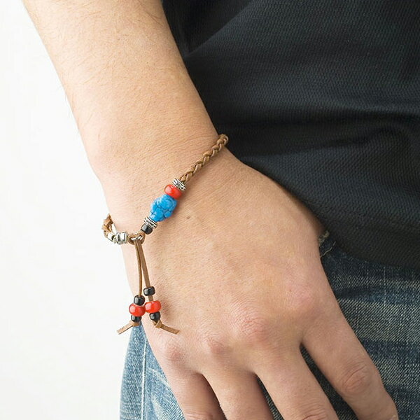 メンズブレスキット レザー×ターコイズ ブレス メール便/宅配便可 bfk-253