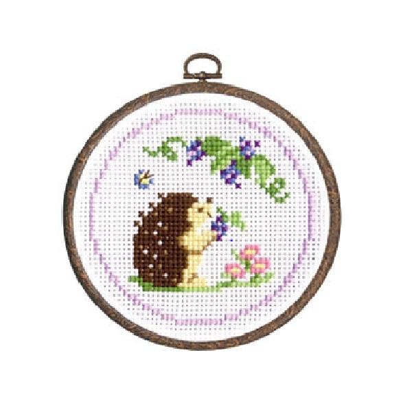 Embroidery - オリムパス 刺繍 キット クロスステッチ ハリネズミとブドウ フープ付 メール便/宅配便可 no-7406