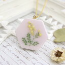 ABCクラフトオリジナル 石膏とLED&UVレジンで作る植物刺繍ネックレスキット ミモザ2 メール便/宅配便可 abcac-02-4