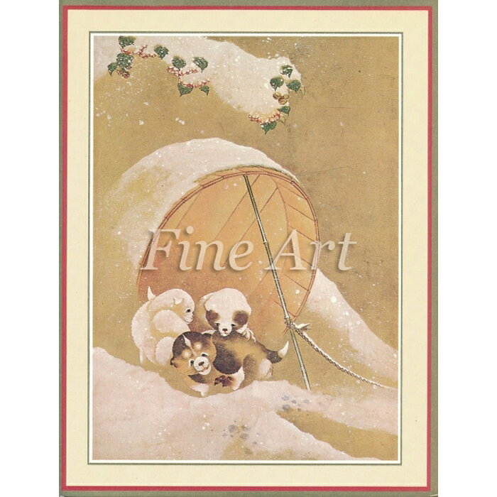 シャドープリント 北斎 雪の中の子犬たち メール便/宅配便可 fa19-011