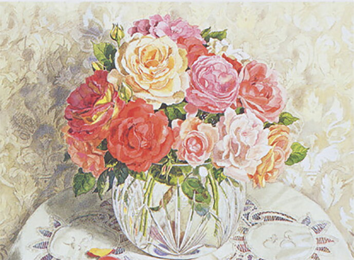 乐天商城 - スタジオFeelデザインの立体テキストシート 「テーブルの上のバラ」 S-095 メール便/宅配便可