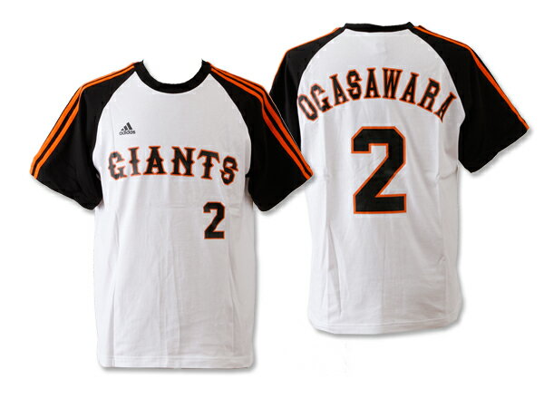 日本プロ野球(NPB)グッズ ADIDASウェア【ADIDASウェア】P69474 GIANTS ジャイアンツ 背番号 Tシャツ 3 stripe2 2番 小笠原 WSP WHITE/BLACK /ABCマート楽天市場店