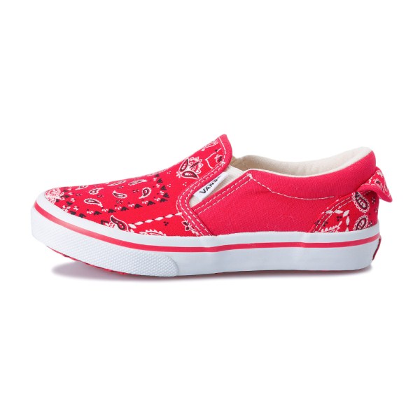 キッズ 【VANS】 SLIP ON ヴァンズ スリッポン V98CJ BANDANA 18SP　RED