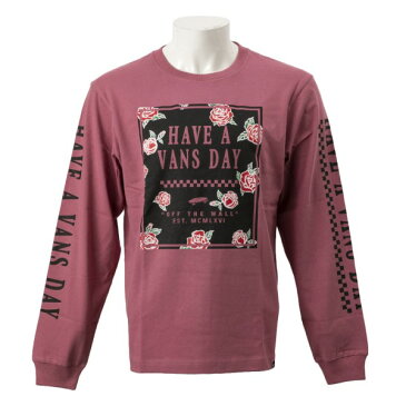 【VANSウェア】VANS & ROSES L/S-TEE ヴァンズ ロングスリーブTシャツ CD19FW-MT03　D-PINK