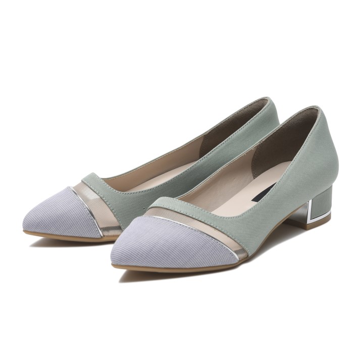 レディース 【NUOVO】 ヌオーヴォ パンプス メイクアップミー TULLE COMBI 3 チュール コンビ 3cm NE30229　MINT/CHECKのサムネイル