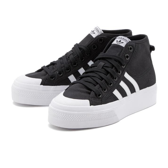 レディース【ADIDAS】 アディダス NIZZA PLATFORM MID W ニッツァ　プラットフォーラム　ミッド W FY2783 CBLK/FWHT/FWHT