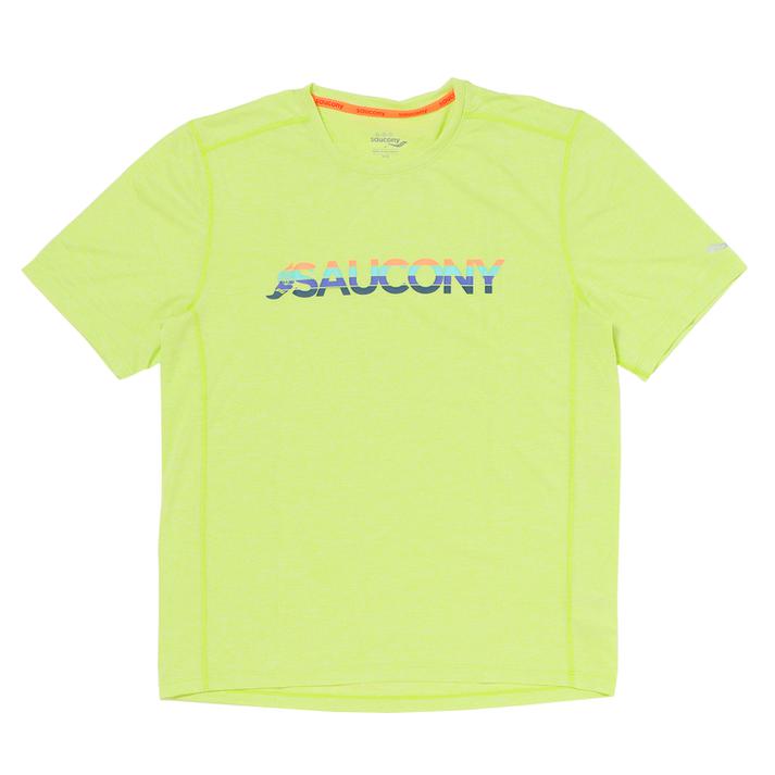 【Saucony】 サッカニー M STOPWATCH GRAPHIC S/S ランニングシャツ SAM800280-ACLH ACID LIME