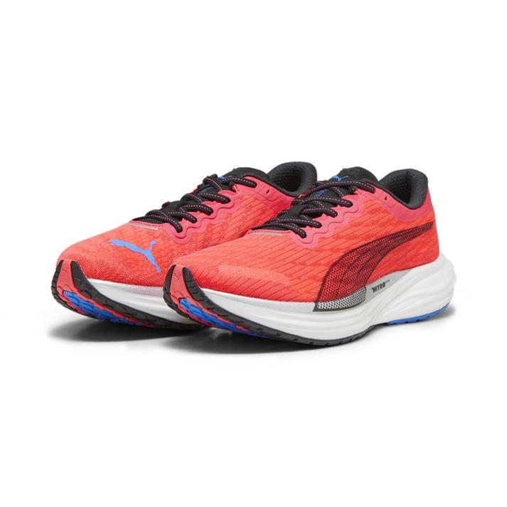 【PUMA】 プーマ DEVIATE NITRO 2 ディヴィエイト ニトロ 2 376807 14FIRE ORCHID 自己ベスト更新をかなえる速さを“誰でも履けるみんなの厚底”モデルの「DEVIATE NITRO（ディヴィエイト ニトロ）」をアップグレードした新作です。ソールには、“NITRO FOAM（ニトロ フォーム）”に加え、ミッドソールに“NITRO ELITE FOAM（ニトロ エリート フォーム）”をフルレングスで採用することで、高い反発性とクッション性を兼ね備えつつ、軽量化を実現しました。また、かかとの滑りを抑制し、ホールド感とフィット感を向上させるとともに、つま先でエネルギーを発揮できるように「FAST-R NITRO ELITE」でも搭載されているカーボンファイバープレート（PWRPLATE）を搭載し、推進力を高めています。 サイズ目安はこちら 【サイズ目安】(個人差がございますので、あくまでも目安とお考え下さい。)このシューズの作りは標準です。素材=合成繊維・合成樹脂 【ご購入前に必ずこちらをご確認ください。 】 [ABCMART][ABCmart][abcmart][ABCマート][abcマート][エービーシーマート][エービーシー][エービーシー マート]