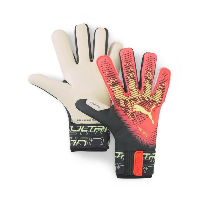 【PUMA】 プーマ ULTRA GRIP 1 HYBRID グローブ 041827 02FIERY CORAL テクノロジーを満載し、4mmラテックスパームのおかげでドライでもウェットでも卓越したグリップ力を発揮。軽量化本体素材が快適性と...