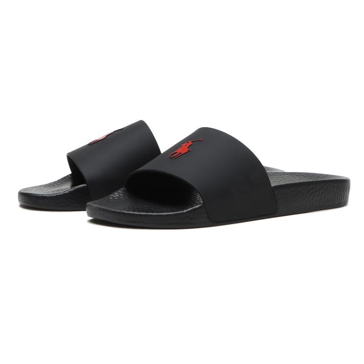 【POLO R.LAUREN】 ポロラルフローレン POLO SLIDE-SANDALS-SLIDE EVA ポロ スライド MAPSFTW0B020027 BLACK/RED PP