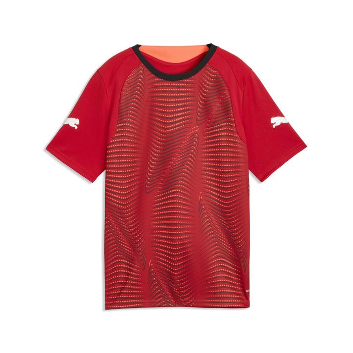 【PUMA ウェア】 プーマウェア M INDIVIDUALFINAL JERSEY JR ショートスリーブ 660952 01G.RED/M.JELLY【ご注意】こちらの商品は弊社実店舗からも集約(入荷)するため、「靴箱の破損、色あせ、プライス貼付、剥がし跡」「靴箱内の包装用紙破れ、商品タグなどが無い状態」「履きジワやボンドの付着、若干のシミ、汚れ」が生じる場合がございます。また、正規の靴箱が著しく破損している状態時には代替の靴箱を使用する場合もございます。尚、弊社実店舗から集約しました商品は検品を行って販売可能な商品をご案内致しております。その為、商品の状態の指定はできませんので予めご了承下さい。※こちらの商品につきましては下記ご利用ガイドをご確認下さい。■ご利用ガイド 吸汗速乾機能「DRYCELL」を搭載し、練習や試合で汗をかいてもさらっと快適な着心地をキープします。両袖にあしらったプーマキャットロゴと、フレッシュなグラフィック＆印象的なカラーが、スポーティーでおしゃれなアクセントに。 サイズ目安はこちらPUMA ボーイズ (アジアサイズ）目安 素材=ポリエステル・前身頃)ジャガード: ポリエステル (リサイクル) 100% 後身頃)ジャガード: ポリエステル (リサイクル) 100% 衿)リブ: ポリエステル (リサイクル) 100%上記サイズ表は各部位の目安寸法となります。製品の仕上がり寸法ではございません。こちらの商品は商品不良を除く返品・交換はお受け致しかねます。商品を入れる袋が破損していた場合、代用（他メーカーを含）の袋を使用する場合がございます。商品保護を主としたものですので、どうかご了承下さい。【ご購入前に必ずこちらをご確認ください。 】 [ABCMART][ABCmart][abcmart][ABCマート][abcマート][エービーシーマート][エービーシー][エービーシー マート]
