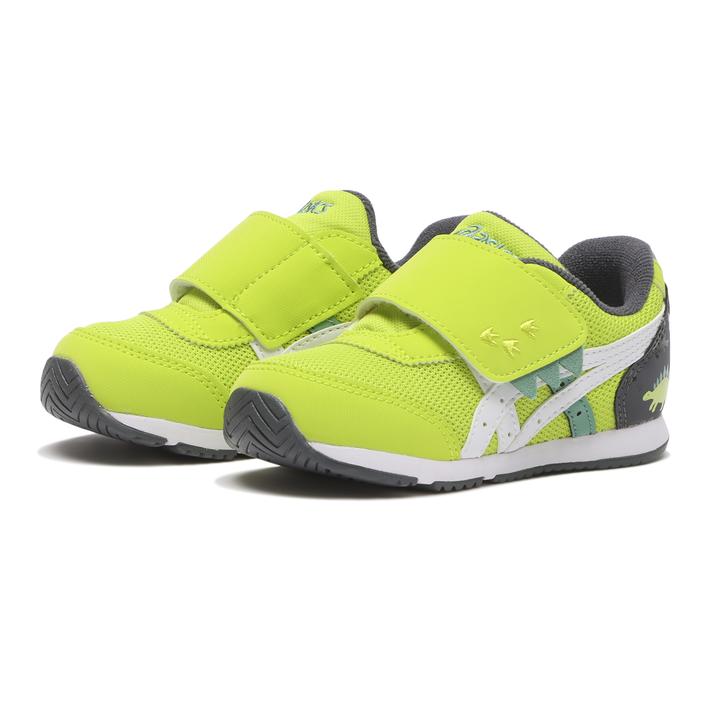 ベビー 【ASICS】 アシックス 13-155 IDAHO BABY KT-ES D 2 IDAHO BABY KT-ES D 2 1144A392-301 LT.GR/W【ご注意】こちらの商品は弊社実店舗からも集約(入荷)するため、「靴箱の破損、色あせ、プライス貼付、剥がし跡」「靴箱内の包装用紙破れ、商品タグなどが無い状態」「履きジワやボンドの付着、若干のシミ、汚れ」が生じる場合がございます。また、正規の靴箱が著しく破損している状態時には代替の靴箱を使用する場合もございます。尚、弊社実店舗から集約しました商品は検品を行って販売可能な商品をご案内致しております。その為、商品の状態の指定はできませんので予めご了承下さい。※こちらの商品につきましては下記ご利用ガイドをご確認下さい。■ご利用ガイド 約1歳から3歳の幼児向けに展開する「BABY」シリーズのローカットシューズ。子どもたちの大好きな恐竜をモチーフにした、遊び心のあるアイテムです。扇形のつま先部分は足ゆびをのびのびと動かすことができ、踏ん張りやすいのが特徴です。アウターソールは、足の屈曲位置に合わせて溝を配置した「フレックスグルーヴ」を採用。足の動きにしなやかに追従します。かかとの安定性を重視し、かかとを包み込む立体的なインナーソールを使用しています。インナーソールの表面材には抗菌・消臭効果のあるシャインアップと、汗をすばやく吸収・拡散してドライ感を保つウォーターマジックを採用。靴の中を快適に保ちます。甲の内側を1枚の布で包み込むような構造のキモノフィットタンにより、フィット感を高め、アーチ部の倒れ込みを抑えます。アッパーは通気性に優れたラッセルメッシュを使用。ベルトには恐竜の背中をイメージするギザギザのモチーフと恐竜の足跡の刺繍を配置し、ベルトをめくると恐竜が現れる遊び心のあるデザイン。かかと部にも恐竜のプリントを配置しています。街灯や車のライトなどの光を反射する再帰反射材（リフレクター）をかかと部に配置しています。 サイズ目安はこちら【サイズ目安】(個人差がございますので、あくまでも目安とお考え下さい。)このシューズの作りは標準です。素材=人工皮革（=合成皮革）・合成繊維【ご購入前に必ずこちらをご確認ください。 】 [ABCMART][ABCmart][abcmart][ABCマート][abcマート][エービーシーマート][エービーシー][エービーシー マート]