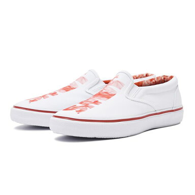 Jaws Striper Slip On Sneaker Logo STS14345: White / Red Jaws Striper Slip On Sneaker Logo STS14345: White / Red