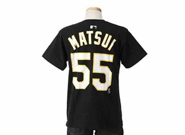 メジャーリーグ≪ 通販限定価格 ≫ 【 majestic 】 MLB N&N TEE ATHLETICS #55 MATSUI 松井秀喜 アスレチックス WSP　BLK/WHT /ABCマート楽天市場店