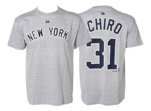 【 majestic 】 MLB N&N TEE YANKEES #31 ヤンキース 31番 イチロー WSP　GRY /ABCマート楽天市場店