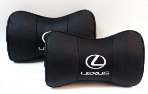 レクサス LEXUS ロゴ本革レザーネックパッド 2個セット 黒 汎用品 【並行輸入品】