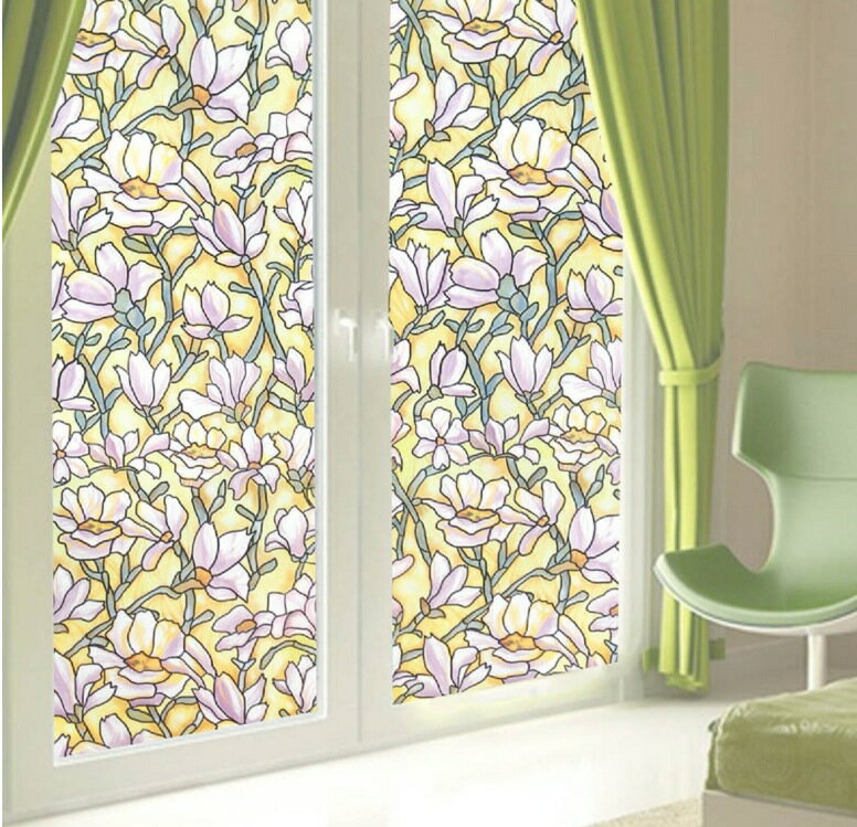 貼るだけでステンドグラス 模様 磨りガラス 擦りガラス スリガラス 窓断熱シート CvicloverFofon 窓 めかくしステンドグラス シート ベランダ浴室装飾 目隠し プライバシー 遮光 窓用フィルム 断熱 紫外線カット 無接着剤 再利用可能 ( 90 x 400CM, NO.C3ML)