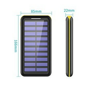 モバイルバッテリー ソーラーチャージ 24000mah超大容量 ソーラーチャージャー 急速充電器 2USB入力ポート(2.1A+2.1A) 3USB出力ポート(2.4A＋2.4A＋2.4A) 太陽光で充電できる 電源充電可能 3USB出力ポート PSEマーク 取得(黄色)