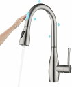 【改良版】タッチセンサー水栓 取り付けは簡単 かっこいい センサー タッチ式蛇口 多機能 台所の蛇口を引き出す 一時止水 冷熱混合水栓 ニッケル処理 洗面用水栓...