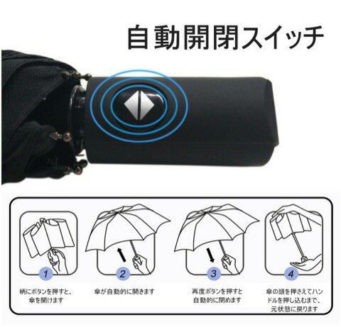 ACEIken 折りたたみ傘 ワンタッチ自動開閉 2重構造 軽量 大きい 耐強風 超撥水 晴雨兼用 梅雨対策 118cm 丈夫 通勤 通学 旅行 (ブラック)