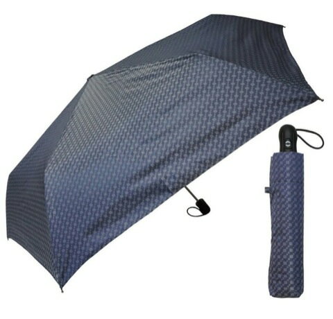 超軽量 244g 折りたたみ傘(自動開閉) ネイビー 55cm 軽量スリム 自動開閉 アイリスプラザ ドビーチェック OSI-015
