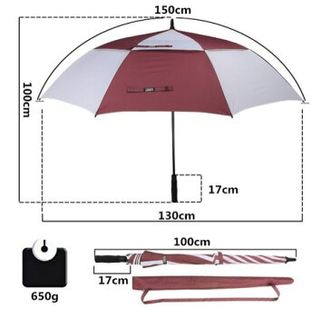 長傘 耐風 超大 自動開き 通気スリット 超撥水 UVカット Teflon加工ダブルキャノピー 高強度グラスファイバー G4Free ゴルフ傘 長傘 ワンタッチ 自動開け大きな傘 100cm 梅雨対策 台風対応 ビジネス用 メンズ ワインレッド