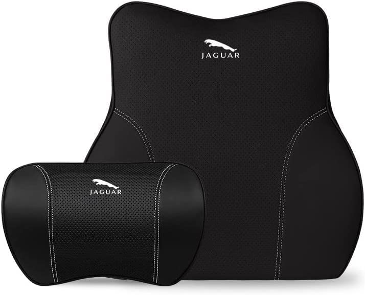 ジャガー jaguar 風 ヘッドレスト ネックパット 腰クッション ランバーサポート ネックパッド ファッション背もたれ ネックパッド 車用クッション カークッション ウェストクッション ネックピロー 首枕 運転クッション 腰楽 色：ブラック
