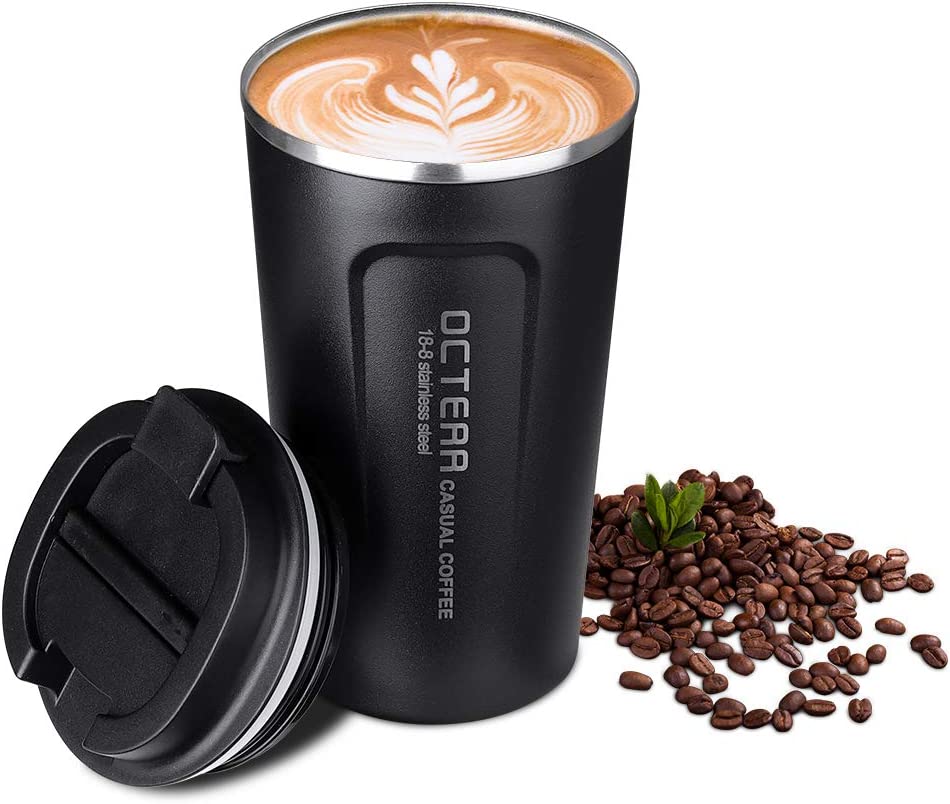 Rakuten - 真空断熱タンブラー Octerr マグカップ 保温 コーヒーカップ コンビニカップ 携帯マグ 保冷 タンブラー 二重構造 真空断熱 ステンレス製 蓋付き 持ち運び 洗いやすい プレゼントに 510ML ブラック