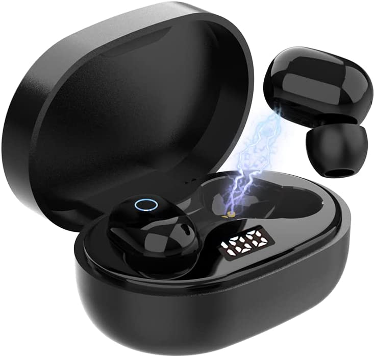 Bluetooth ワイヤレスヘッドセット Bluetooth5.2 イヤホン ワイヤレスイヤホン 防水 防滴 自動ペアリング 自動電源ON/OFF 両耳 TWS 左右分離型 LEDバッテリー残電量表示 長時間待機 充電ケース付き 軽量 Siri対応 ノイズキャンセリング iPhone/iPad/Android対応(ブラック)