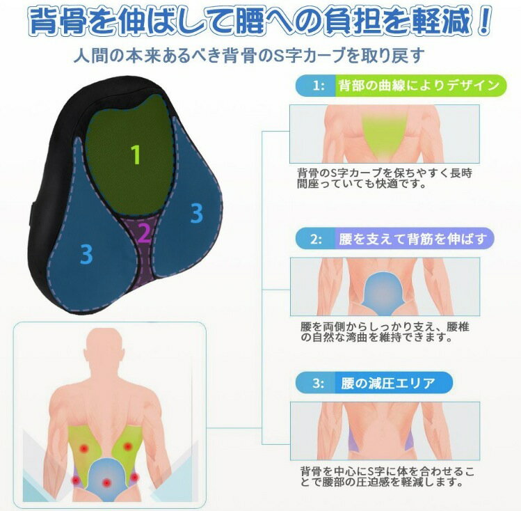 IKSTAR 座布団 低反発クッション 椅子 オフィス 通気性 ブラック
