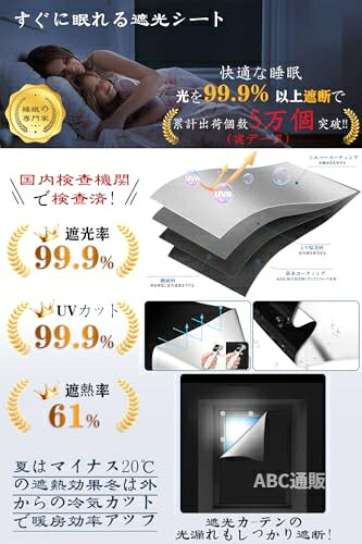 【貼るだけで 完全遮光】遮光シート (幅145cm丈400cm) 窓 布 窓 窓ガラス目隠しシ...