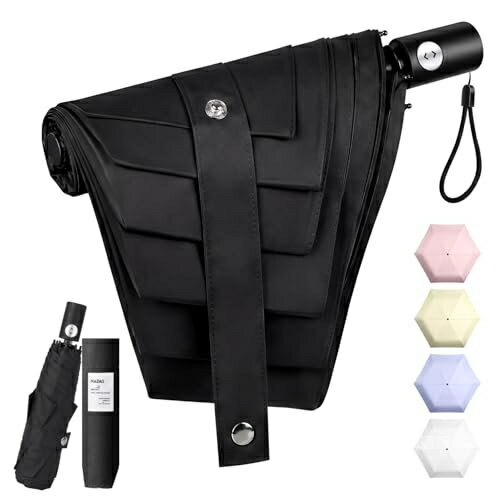 Rakuten - 【形状記憶・UVカット率100% 完全遮光】 日傘 3秒でたためる傘 UVカット 遮熱 UPF50+ 晴雨兼用 折りたたみ日傘 ワンタッチ自動開閉 飛び出し防止 耐風撥水 折り畳み(ブラック)