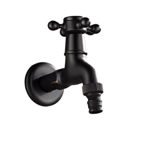 Rakuten - 屋外ガーデンシングルホースコールド蛇口すべての銅のアンティークブラック洗濯機の蛇口シングルコールド1/2インチモッププール蛇口拡張および厚みのある蛇口、長い洗濯機1/2インチ