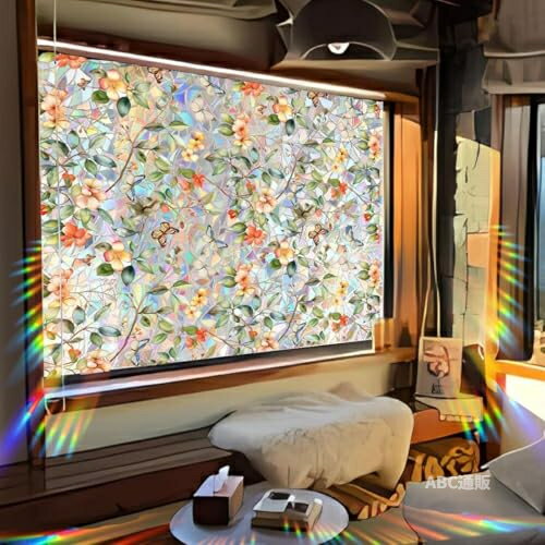 乐天商城 - 【貼るだけで ステンドグラス 柄ガラス】窓ガラス目隠しフィルム 目隠しシート めかくしシート 窓用フィルム ステンドグラス シール ガラス 窓用 ガラスフィルム 水で貼る 剥がせる 45x100cm (05)