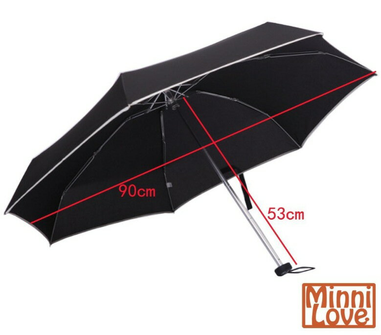 超小型 超軽量 195g 日傘 雨傘 兼用 MinniLove 超軽量ミニポケット傘 晴雨兼用 五つ折りたたみ傘 日傘 UVカット 収納袋付属 (黒ライン入り)