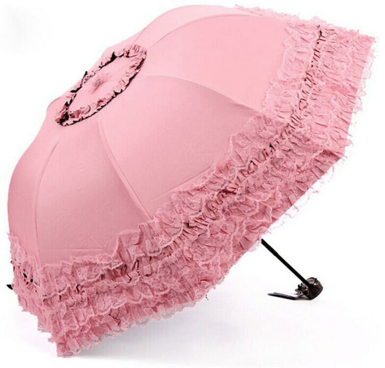 上品 花柄 晴雨 兼用 折りたたみ 日傘 レース フリル たっぷり レディース UV加工 UV カット インスタ映え オシャレな傘 おしゃれ 色: ブラック