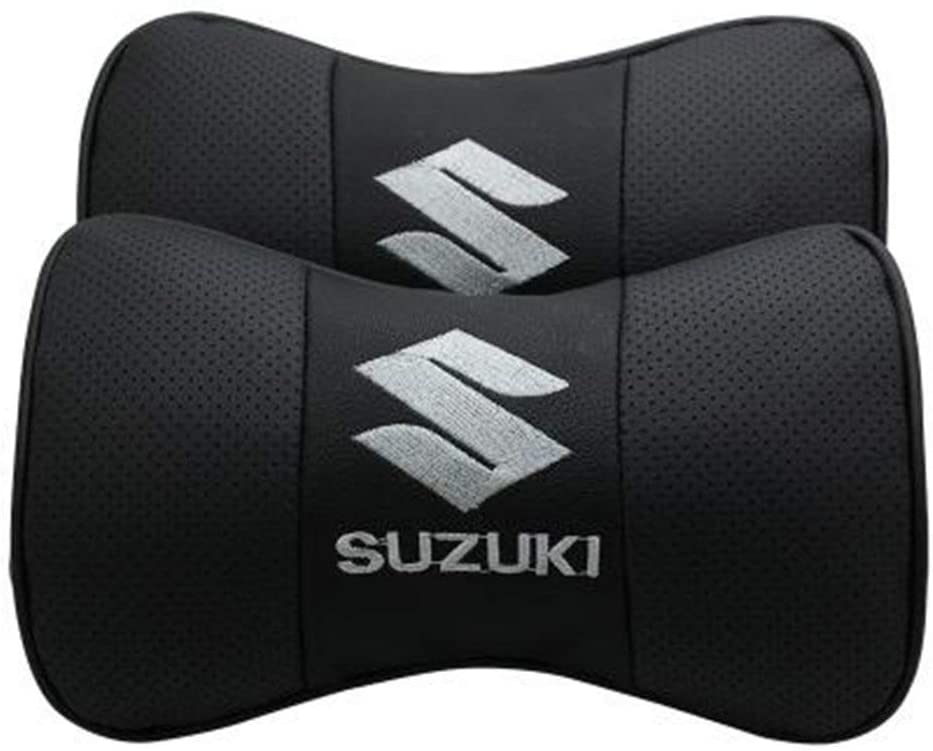 Suzuki スズキ 風 ネックパッド 1セット（2個） 車内装 枕 ネックパット 車用 枕 ヘッドレスト 首あて 車シート 運転席 助手席 首枕 シート枕 ネックピロー ヘッドレスト クッション ヘッドピロー ネックピロー 首元クッション 色 ：ブラック