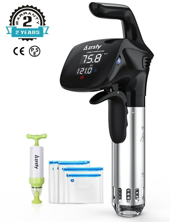 お料理用 水温制御クッカー 低温調理器 真空調理器 Azrsty Sous Vide 低温調理機 お料理用 水温制御クッカー 真空調理機 850W 100~120V 【おまけ多数】真空ポンプ付き ジッパーロック バッグ5つ、日本語のレシピ集のサムネイル