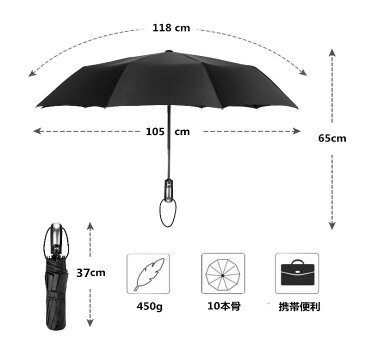 折りたたみ傘 折り畳み傘 メンズ テフロン加工 軽量 ワンタッチ自動開閉 LEEPWEI Hizak Teflon加工 10本骨 大型118cm 210T撥水加工 晴雨兼用 高強度グラスファイバー 耐強風（60mph）超吸収 傘カバーつき 超吸水 カバー付き