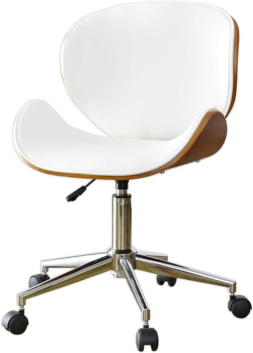 オフィスチェア 北欧 組立簡単 パソコンチェア オフィスチェア おしゃれ 腰痛 デスクチェア 北欧 かわいい ワークチェア 曲げ木 キャスター付き 昇降 回転 puレザー いす 椅子 木目調 PC 学習椅子 事務椅子 在宅勤務 勉強椅子 中学生 高校生 学習イス 女性 男性 (ホワイト)