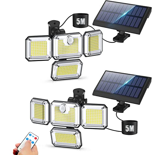 ソーラーライト 333LED 屋外 防水 分離型 センサーライト4面発光 3つ知能モード 人感センサー 自動点灯..