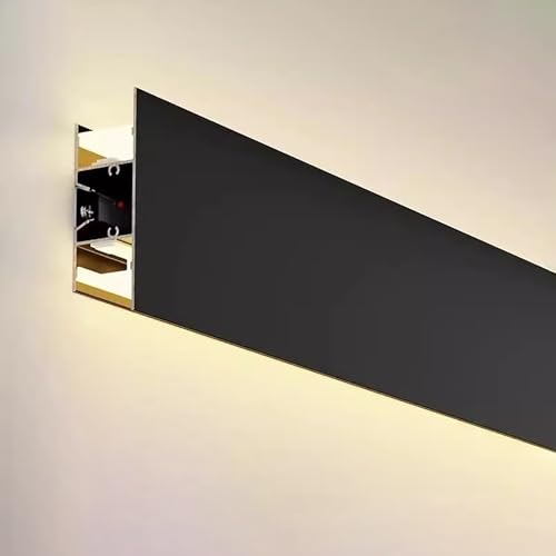 テープライト カバー 壁用ブラックLEDライトモールディングチャンネル、 LEDストリップ用装飾LEDディフューザーカバー、 寝室/リビングルーム幅木照明用クラウンモールディングコーブ(色：ブラック 長さ1.5m)