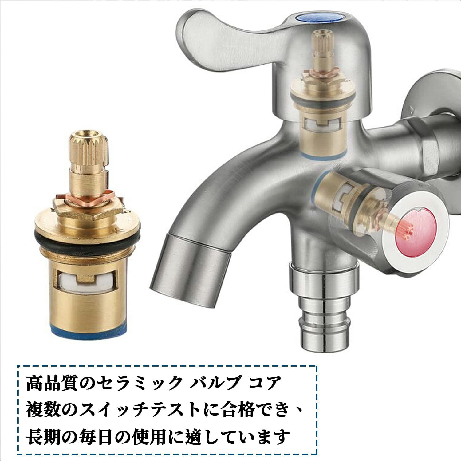 【翌日配達可能商品】国内発送 即日出荷 二股蛇口 ステンレス製 双口水栓 アンティーク水栓 洗面用水栓..