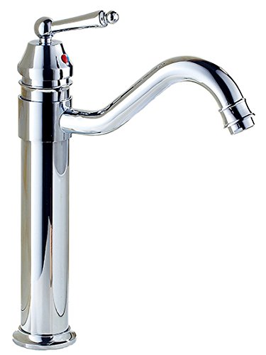 Life System 洗面用 アンティーク 混合水栓 蛇口 シングルレバー 洗面台 ロング水栓 トール水栓 手洗い鉢 SK94 (シルバー)