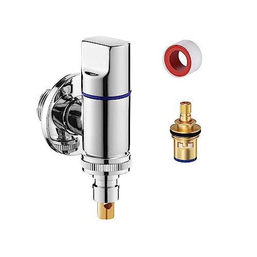 【洗濯機用水栓】標準G1 / 2、緊急止水、真鍮製、耐久性、耐腐食性、錆びにくい，シンプルでエレガントなスタイルは、家の装飾のための古典的な蛇口になることができます。両頭の蛇口は洗濯機と便器を同時に連結することができる 【特徴】高品質の真鍮電気メッキ、防錆、腐食防止、重力鋳造、真鍮スプール、50000回の塩水噴霧スイッチテストに合格、水漏れ防止、高圧耐性、クォーターターンスイッチ。 【自動止水機能】水道管の脱落による漏水問題を効果的に予防することができ、水道管が意外に脱落すると、蛇口の止水