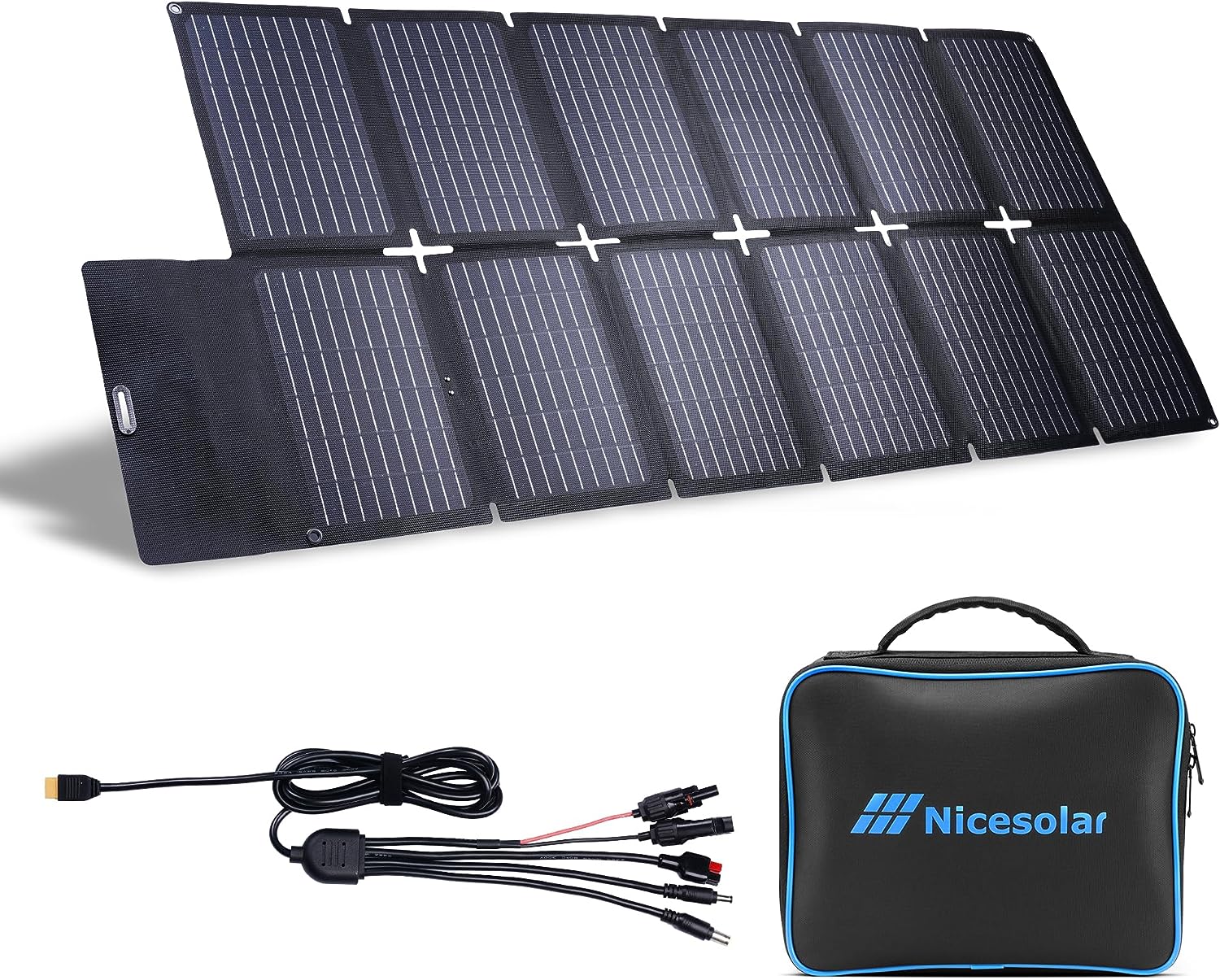 Nicesolar ソーラーパネル 100W ETFE 折りたたみ ソーラー充電器 ソーラー携帯電話充電器 デュアル 5V USB アウトプット PD65W 互...