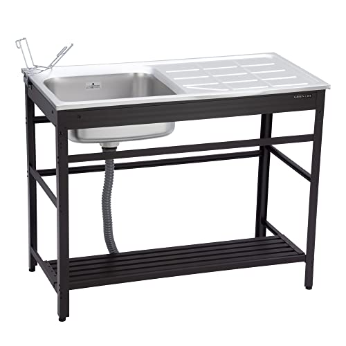 グリーンライフ 流し台 ブラウン 奥行50.5×高さ80×幅100cm アルミ作業スペース付き AND-100