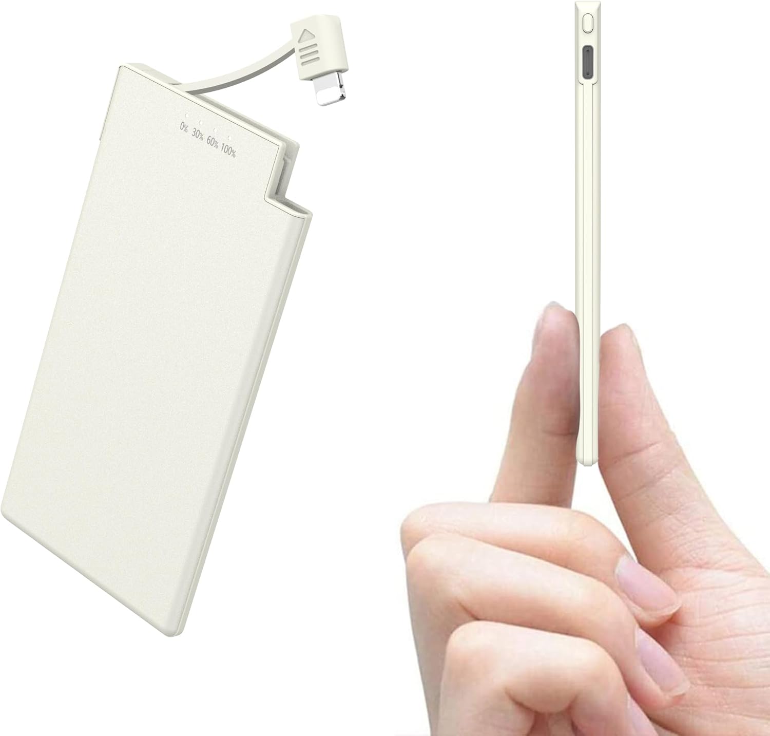 【IPHONE型】薄型 モバイルバッテリー 5000mAh 勤超薄 わずか6mm モバイルバッテリ 5000 だから軽い!薄い!勤超薄 ポータブルバッテリ 軽量タイプ 持ち運び充電器 財布に気楽に入れます iPhone/iPad/Android各種対応 PSEマーク取得 【ライトニング】【ホワイト】