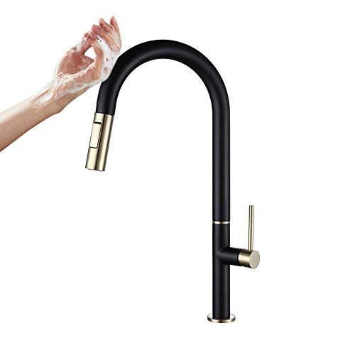 Rakuten - キッチン蛇口 タッチセンサー水栓 一時止水 混合栓 シャワー引き出し式 シングルレバー混合栓 混合水栓 泡沫整流?シャワー切り替え 360°回転 ステンレス製 錆び防止 台付き1穴 単3電池センサー