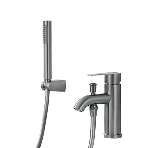 Rakuten - 混合栓 シャワー浴室水栓 シャワー付きバス水栓 304ステンレス製 洗面台 シャワー水栓 浴室 ハンドルシャワー 節水 冷熱水転換（グレー）